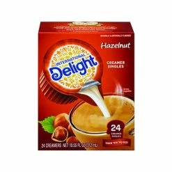 Wholesale 👏 Creamers International Delight Hazelnut Dairy Free Liquid Creamer, 0.44 Oz., 24/Box (WWI100680) 🛒