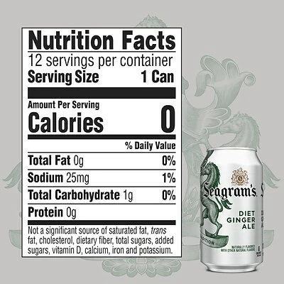 Wholesale βοΈ Soft Drinks Seagram's Diet Ginger Ale, 12 Oz., 24/Carton (00072979003344) β¨ - Image 2