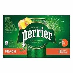 Budget 💯 Water & Beverages Perrier Carbonated Mineral Water, Peach, 330 Ml, 8/Pack (12350540) 💯