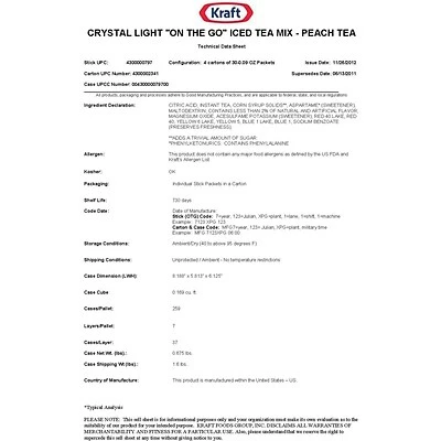 Top 10 π Drink Mixes Crystal Light On The Go Peach Tea Powder, 0.09 Oz., 30/Box (00797) π― - Image 3