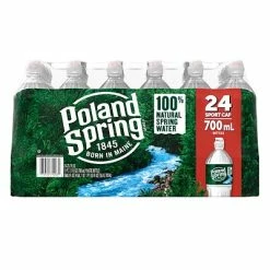 Promo 🥰 Poland Spring 100% Natural Spring Water, Regular Flavor, 700ml Bottles With Sport Cap, 24/Carton (12119443) ⌛