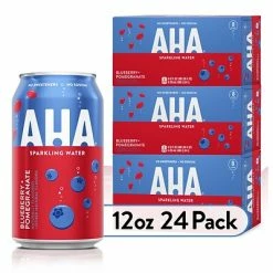 Top 10 𧨠Water & Beverages AHA Blueberry + Pomegranate Sparkling Water, 12 Fl. Oz., 24/Pack (157375) β