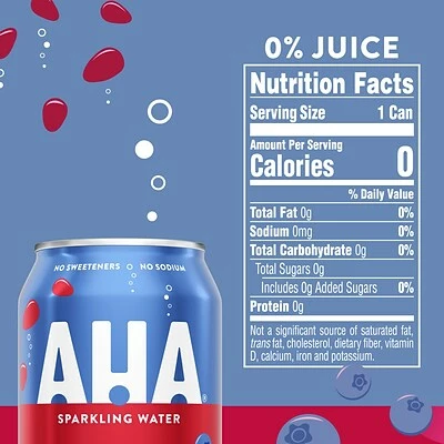 Top 10 𧨠Water & Beverages AHA Blueberry + Pomegranate Sparkling Water, 12 Fl. Oz., 24/Pack (157375) β - Image 2
