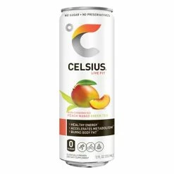 New 🎁 Energy & Sports Drinks Celsius Peach Mango Green Tea Drink, 12 Fl. Oz., 12/Carton (CLL01055) 🥰