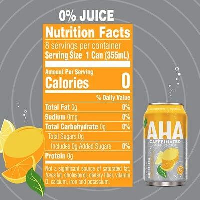 Flash Sale 𧨠Water & Beverages AHA Citrus +Green Tea Sparkling Water, 12 Fl. Oz., 24/Pack (157378) π - Image 2