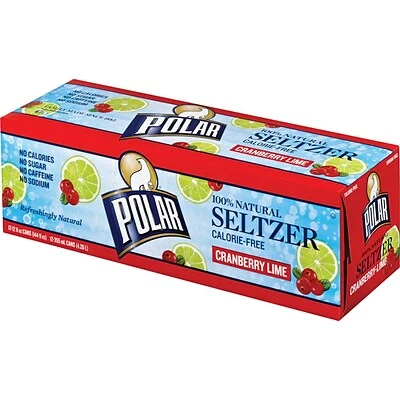 Outlet 🔥 Water & Beverages Polar® Cranberry Lime Seltzer, 12 Oz. Cans, 24/Pack ✨ - Image 2