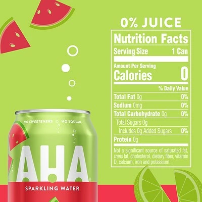 Deals ๐ฏ Water & Beverages AHA Lime + Watermelon Sparkling Water, 12 Fl. Oz., 24/Pack (157376) ๐งจ - Image 2