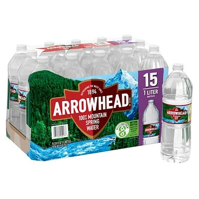 Flash Sale π Arrowhead 100% Mountain Spring Water, 33.8 Oz. Plastic Bottles, 15/Carton (11475327) π